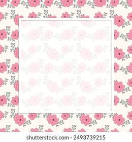 Cute kawaii cuaderno marco con patrón de fondo floral rosa sin costuras