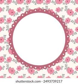 Netter Kawaii-Notizblock-Rahmen mit nahtlosem rosa Blumenmuster