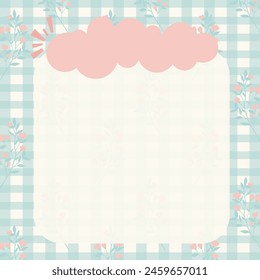 Cute kawaii notepad and memo pad flower grid background