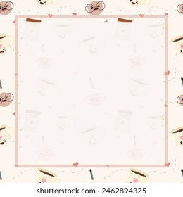 Cute kawaii bloc de notas y memo pad café y café de fondo