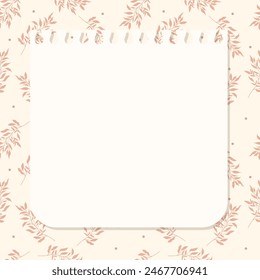 Cute kawaii notepad memo pad with floral foliage background pattern