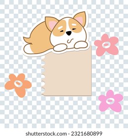 Cute kawaii notes. To do list. Little corgy dog sticker. Beautiful planner for school. Flat vector set.