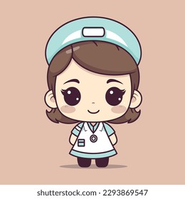 Cute kawaii nurse chibi  mascot vector cartoon style