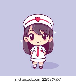 Cute kawaii nurse chibi  mascot vector cartoon style