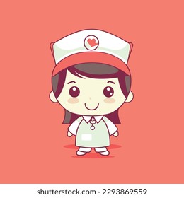 Cute kawaii nurse chibi  mascot vector cartoon style