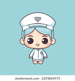 Cute kawaii nurse chibi  mascot vector cartoon style