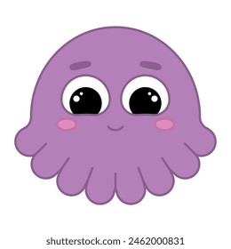 Cute kawaii octopus emoji icon Vector illustration