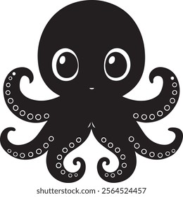 A cute kawaii octopus silhouette vector and illustration design