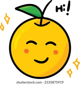 Vetor de frutas laranja Kawaii bonito em estilo plano