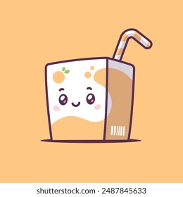 Cute kawaii orange juice box vector cartoon illustration