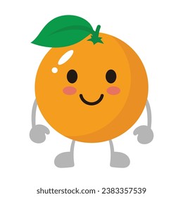 Cute kawaii orange. Nice Orange cartoon character in pose.