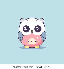 Estilo de cartografía vectorial de mascota kawaii owl chibi