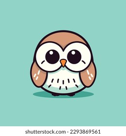 Cute kawaii owl chibi  mascot vector cartoon style