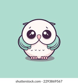 Cute kawaii owl chibi  mascot vector cartoon style