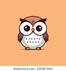 Estilo de cartografía vectorial de mascota kawaii owl chibi