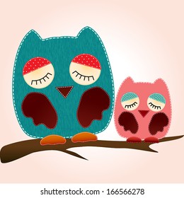 cute kawaii owl family