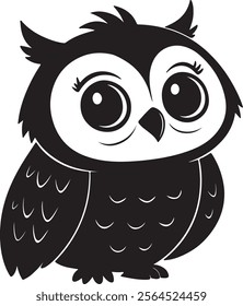 A cute kawaii owl silhouette vector and illustration design