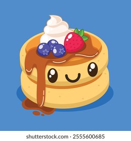 Cute kawaii pancake cartoon vector illustration