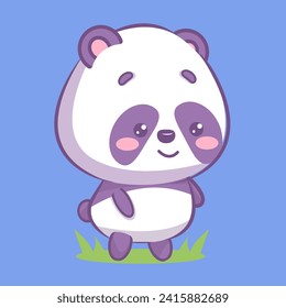 Cute kawaii panda character, vector illustration