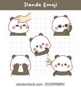 Cute Kawaii Panda face expression emoji sticker collection