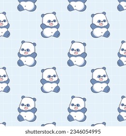 Cute kawaii panda patrón sin fisuras