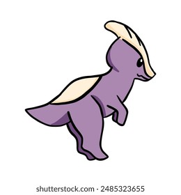 cute kawaii parasaurolophus dinosaur cartoon illustration