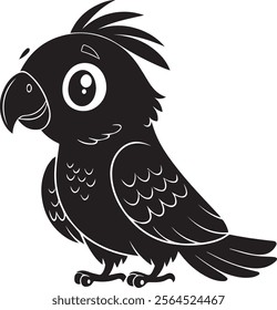 A cute kawaii parrot silhouette vector and illustration design