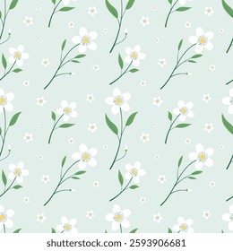 Cute kawaii pastel flower and small floral pattern background