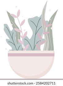 Cute kawaii pastel flower vase vector