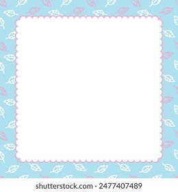 Cute kawaii pastel leaves pattern on blue background notepad and memo pad