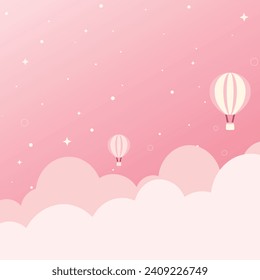 Cute kawaii pastel pink travel landscape background