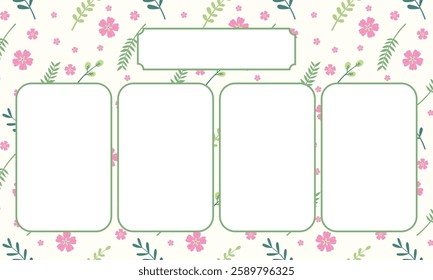 Cute kawaii pastel seamless floral pattern poster and banner background