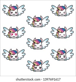 Cute Kawaii Pegasus Vector Illustration