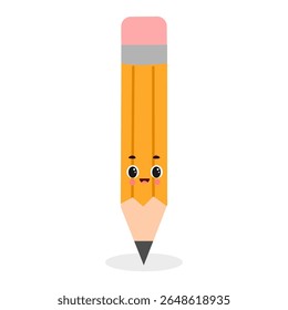 Cute kawaii pen with smiling Face – cartoon stationery vector for kids