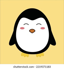lindo kawaii pingüino vectorial diseño ilustración de línea arte