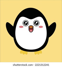 cute kawaii penguin vector design illustration line art