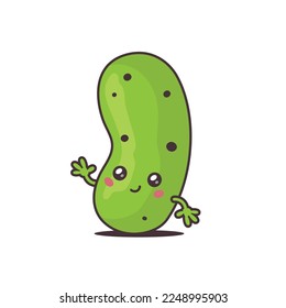 Cute kawaii pickle character vector cartoon illustration isolated on white