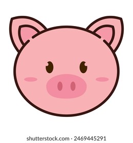 Cute kawaii pig animal character emoticon Vector illustration