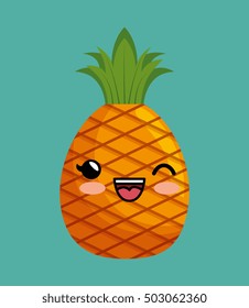 cute kawaii pineapple delicious icon design