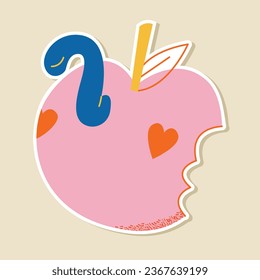 Cute kawaii pink apple sticker kid graphic