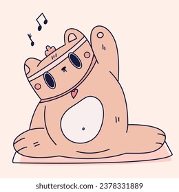 Cute kawaii pink bear sticker kid graphic