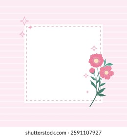 Cute kawaii pink floral memo pad and poster background