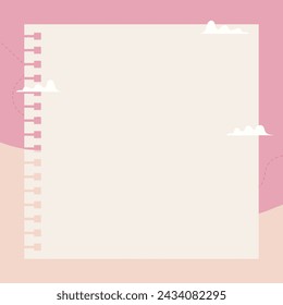 Cute kawaii pink pastel notepad memo pad and social media background