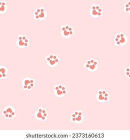 Cute kawaii pink paw pattern