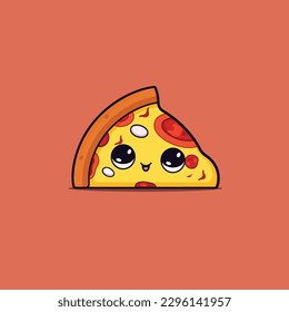 Cute kawaii pizza chibi mascot vector cartoon style