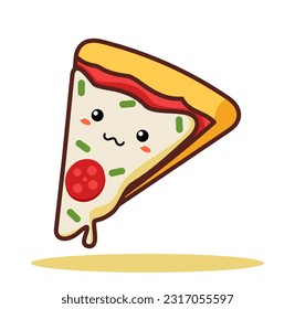 Un diseño de ilustración de la comida de pizza lindo y kawaii