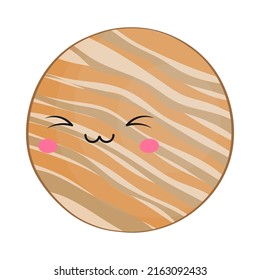 Cute kawaii planet Jupiter Vector illustration of a planet. Picture of planet for kids, baby book, fairy tales, covers, baby shower invitation, textile t-shirt.
 svg