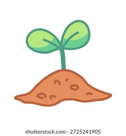Linda planta kawaii. Icono de la primavera del Vector, elemento para el diseño del jardín o juegos acogedores. Brote del suelo, brote de planta joven