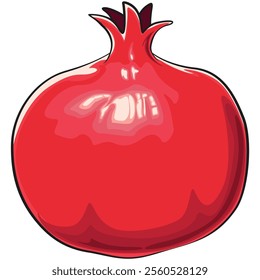Cute Kawaii Pomegranate cartoon, vector hand drawn cartoon isolated icon illustration, work of hand drawn