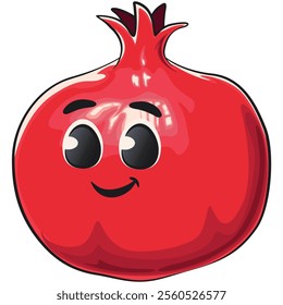 Cute Kawaii Pomegranate character, vector hand drawn cartoon isolated icon illustration, work of hand drawn